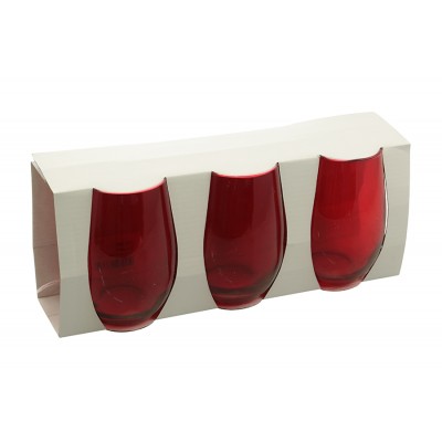 SET 3 BICCHIERI DI VETRO M.0616 COLORE ROSSO ML. 525