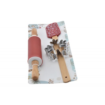 SET 3 PEZZI DA CUCINA SPATOLA MATTARELLO E FORMINA  M.808