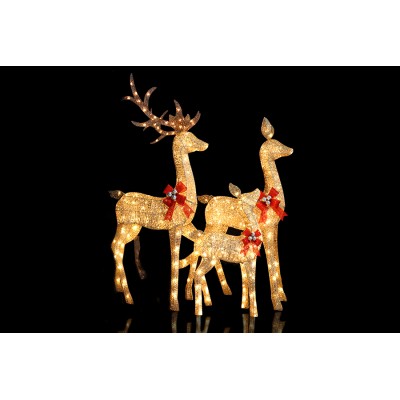 SET 3 RENNE LUMINOSE DI NATALE 360 LED IP65 PER ESTERNO 91+137+152CM