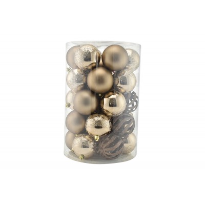 SET 34 PEZZI SFERE PALLINE PER ALBERO DI NATALE CM. 8 COLORE AMBRA