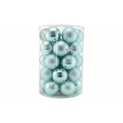 SET 34 PEZZI SFERE PALLINE PER ALBERO DI NATALE CM. 8 COLORE TIFFANY
