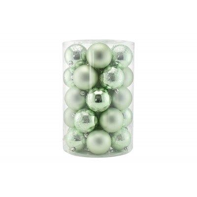 SET 34 PEZZI SFERE PALLINE PER ALBERO DI NATALE CM. 8 COLORE VERDE CHIARO