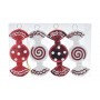 SET 4 PZ APPENDINO A FORMA DI CARAMELLA CM. 9,5 M.504 ROSSO/BI 2ASS
