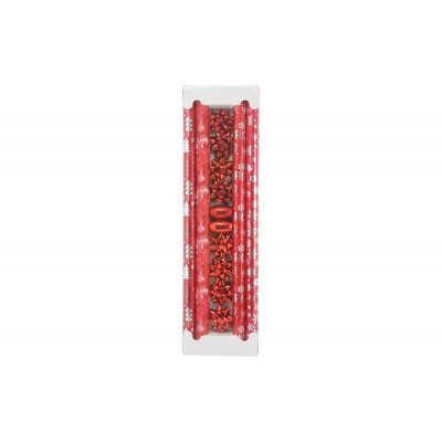 SET 4 ROTOLI CARA REGALO CM.70x200 8COCCARDE CM. 8 E 2 NASTRI MM.5x10 MT. ROSSO