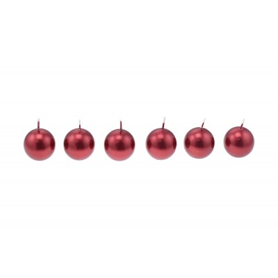 SET 6 CANDELE NATALIZIE A FORMA DI SFERA DIA.4 CM. COLORE ROSSO METAL
