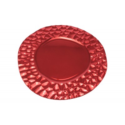 SOTTOPIATTO CON DECORAZIONE NATALIZIA  TONDO DIAM. CM. 33 COLORE ROSSO