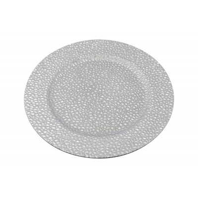 SOTTOPIATTO DECORATO DIAM. CM. 33 COLORE ARGENTO