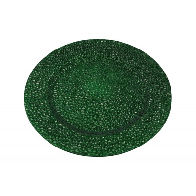 SOTTOPIATTO DECORATO DIAM. CM. 33 COLORE VERDE SCURO