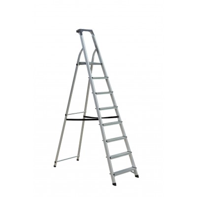 SCALA EVEREST IN ALLUMINIO CON PORTAOGGETTI 8 GRADINI