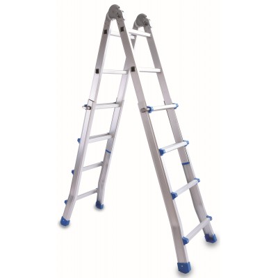 SCALA EVEREST TELESCOPICA IN ALLUMINIO ALLUNGABILE 4+4 GRADINI cm. 122/390