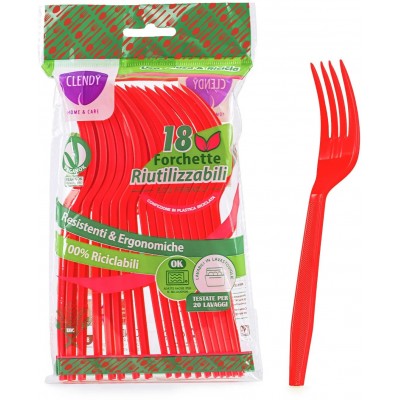 CLENDY NATALE ROSSO FORCHETTE RIUTILIZZABILI PZ. 18