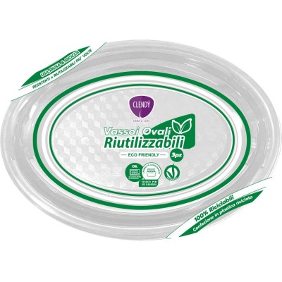 CLENDY NATALE VASSOI OVALI TRASPARENTE RIUTILIZZABILI PZ. 3