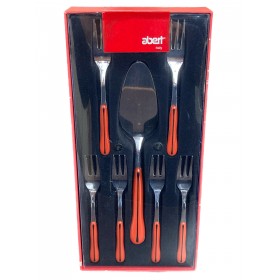 Abert Servizio 7 posate per dolce Sinuosa Rosso nero manico in Abs Abert Servizio 7 posate per dolce Sinuosa Rosso nero manico in Abs