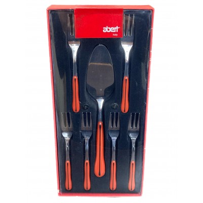 Abert Servizio 7 posate per dolce Sinuosa Rosso nero manico in Abs