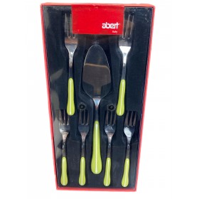 Abert Servizio 7 posate per dolce Sinuosa Verde bianco manico in Abs Abert Servizio 7 posate per dolce Sinuosa Verde bianco manico in Abs