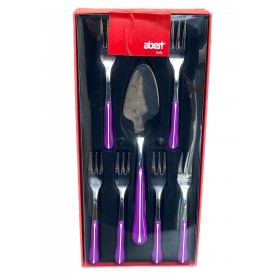 Abert Servizio 7 posate per dolce Sinuosa Viola bianco manico in Abs Abert Servizio 7 posate per dolce Sinuosa Viola bianco manico in Abs