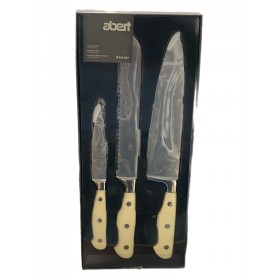 Abert Set pz.3 coltelli da cucina Cucinart manico bianco c/vetrina Abert Set pz.3 coltelli da cucina Cucinart manico bianco c/vetrina