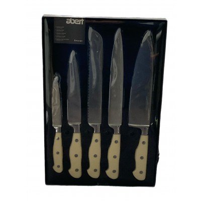 Abert Set pz.5 coltelli da cucina Cucinart manico bianco c/vetrina