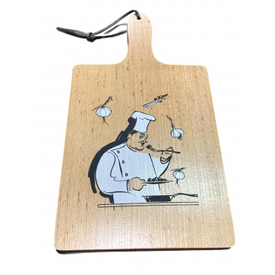 PANETTA TAGLIERE DI LEGNO DECORATO CM.35x17x1,5