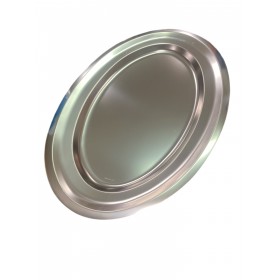 Piatto portata ovale senza bordo 18/10 50x35cm Piatto portata ovale senza bordo 18/10 50x35cm