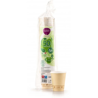CLENDY BIO BICCHIERI DI CARTA 200CC AVANA 50 PEZZI