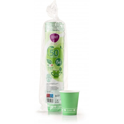 CLENDY BIO BICCHIERI DI CARTA 200CC VERDI 50 PEZZI