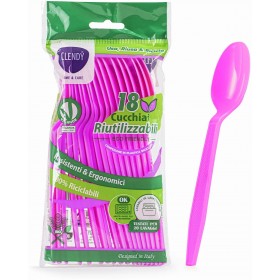 CLENDY COLOR FUXIA CUCCHIAI RIUTILIZZABILI 18 PEZZI CLENDY COLOR FUXIA CUCCHIAI RIUTILIZZABILI 18 PEZZI