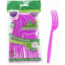 CLENDY COLOR FUXIA FORCHETTE RIUTILIZZABILI 18 PEZZI CLENDY COLOR FUXIA FORCHETTE RIUTILIZZABILI 18 PEZZI