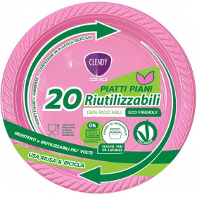 CLENDY COLOR ROSA PIATTI PIANI RIUTILIZZABILI 20 PEZZI CLENDY COLOR ROSA PIATTI PIANI RIUTILIZZABILI 20 PEZZI