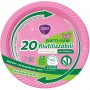 CLENDY COLOR ROSA PIATTI PIANI RIUTILIZZABILI 20 PEZZI