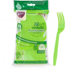 CLENDY COLOR VERDE FORCHETTE RIUTILIZZABILI 18 PEZZI CLENDY COLOR VERDE FORCHETTE RIUTILIZZABILI 18 PEZZI