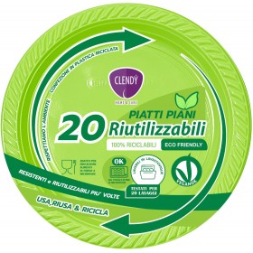 CLENDY COLOR VERDE PIATTI PIANI RIUTILIZZABILI 20 PEZZI CLENDY COLOR VERDE PIATTI PIANI RIUTILIZZABILI 20 PEZZI