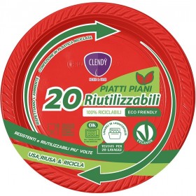 CLENDY NATALE PIATTI ROSSI PIANI RIUTILIZZABILI PZ. 20 CLENDY NATALE PIATTI ROSSI PIANI RIUTILIZZABILI PZ. 20