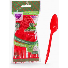 CLENDY ROSSO CUCCHIAI DI PLASTICA RIUTILIZZABILI PZ. 18 CLENDY ROSSO CUCCHIAI DI PLASTICA RIUTILIZZABILI PZ. 18
