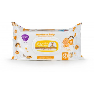 CLENDY SALVIETTE UMIDIFICATE BABY AVENA NATURALE 72 PEZZI