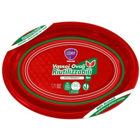 CLENDY VASSOIO OVALE RIUTILIZZABILE ROSSO PZ. 3 CLENDY VASSOIO OVALE RIUTILIZZABILE ROSSO PZ. 3