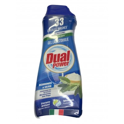 DUAL POWER DETERGENTE SUPER GEL PER LAVASTOVIGLIE TUTTO IN 1 BICARBONATO E SALVIA ML 660