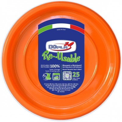 DOPLA COLOR RE-USABLE PIATTI PIANI ARANCIO 25 PEZZI