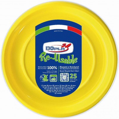 DOPLA COLOR RE-USABLE PIATTI PIANI GIALLO 25 PEZZI