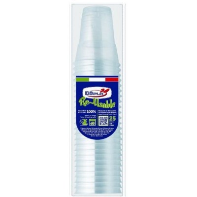 DOPLA RE-USABLE BICCHIERI DIAMANTE TRASPARENTI ML. 390 PZ. 25