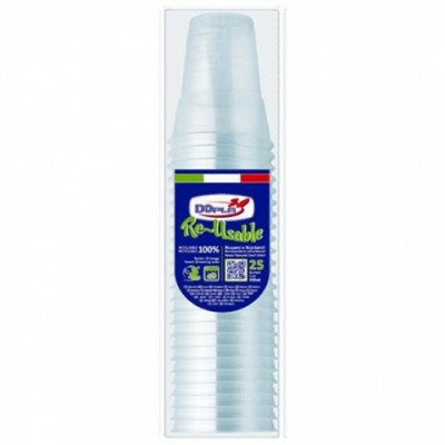 DOPLA RE-USABLE BICCHIERI RIUTILIZZABILI TRASPARENTI ML. 350 PZ. 25