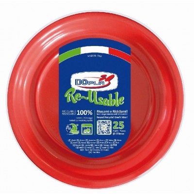 DOPLA RE-USABLE PIATTI ROSSO PER FRUTTA 25 PEZZI