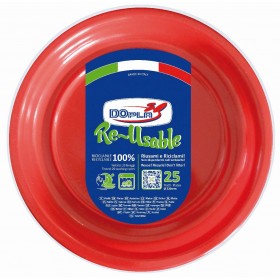 DOPLA RE-USABLE PIATTI ROSSO PIANI 25 PEZZI DOPLA RE-USABLE PIATTI ROSSO PIANI 25 PEZZI