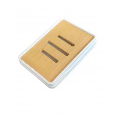 FERIDRAS PORTA SAPONE LINEA ALABAMA IN PLASTICA ABS E BAMBOO BIANCO