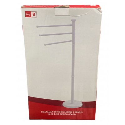 FERIDRAS PIANTANA PORTA ASCIUGAMANI LINEA KEY A 3 BRACCI  IN ACCIAIO BIANCO OPACO