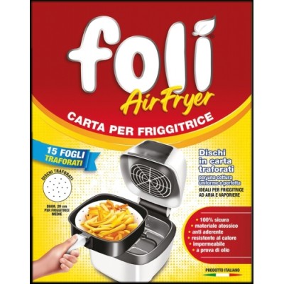 FOLI' CARTA PER FRIGGITRICE AD ARIA DIAMETRO 20CM. 15 FOGLI