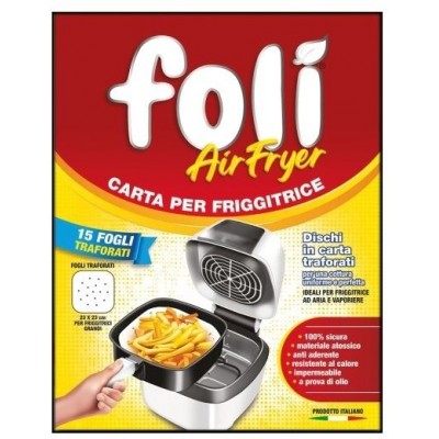 FOLI' CARTA PER FRIGGITRICE AD ARIA QUADRATA CM. 23x23 FOGLI 15