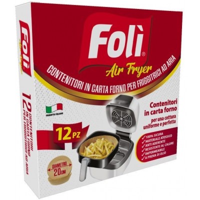 FOLI' CONTENITORE IN CARTAFORNO PER FRIGGITRICE AD ARIA 12PZ