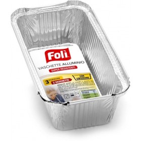 FOLI' VASCHETTA IN ALLUMINIO CON COPERCHIO 3 PORZIONE 2 PEZZI FOLI' VASCHETTA IN ALLUMINIO CON COPERCHIO 3 PORZIONE 2 PEZZI