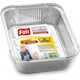 FOLI' VASCHETTA IN ALLUMINIO CON COPERCHIO 5 PORZIONE 2 PEZZI FOLI' VASCHETTA IN ALLUMINIO CON COPERCHIO 5 PORZIONE 2 PEZZI